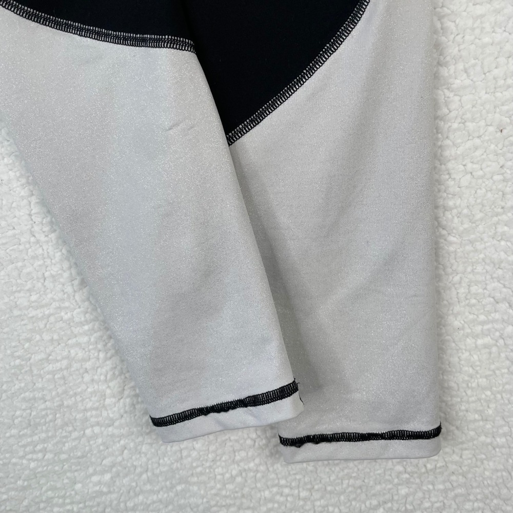 Victoria Sport Knockout High Rise Leggings Black Silver Stripe Pockets Small - Picture 9 of 9